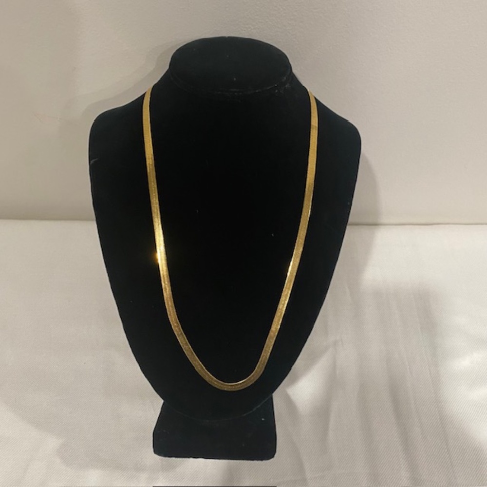 Gold Plated Herringbone Necklace Length 21"; Width: 4mm